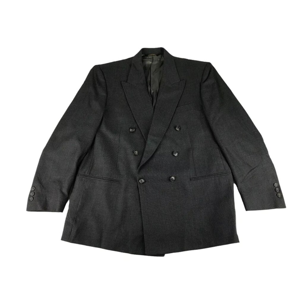 John Weitz Double Breasted Blazer Jacket Mens Gray Long‎ Sleeve Inner Pockets L